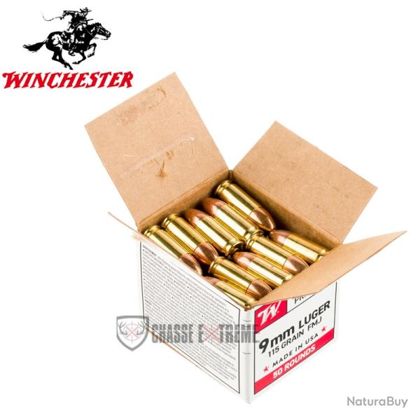 50 Munitions WINCHESTER USA Cal 9 mm Luger 115gr FMJ