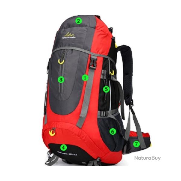 Sac � Dos 70L Grande Capacit� Multi-poches Chasse Trekking Randonn�e Escalade P�che Polyvalent