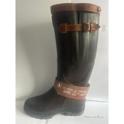 Bottes D'équitation Caoutchouc Doublées - Bande De Cuir - Taille 37 - France