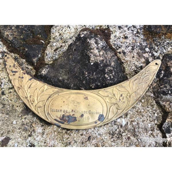 PLAQUE SOLDAT DE LA GRANDE GUERRE 1914-1918 CASQUE ADRIAN 1915 WW1 poilu