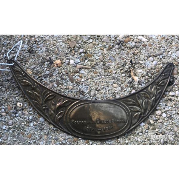 PLAQUE SOLDAT DE LA GRANDE GUERRE 1914-1918 CASQUE ADRIAN 1915 WW1 poilu