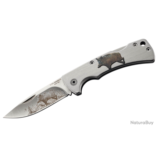 Herbertz 585909 Couteau pliant - dessin de chasse sur lame et manche