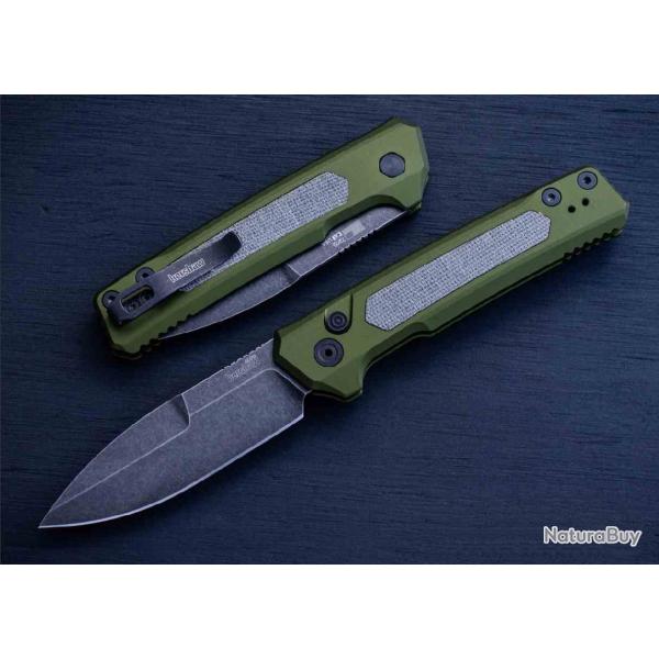 Couteau Automatique Kershaw Launch 22 Lame Acier CPM-MagnaCut Manche OD Green Alu/Micarta KS7205