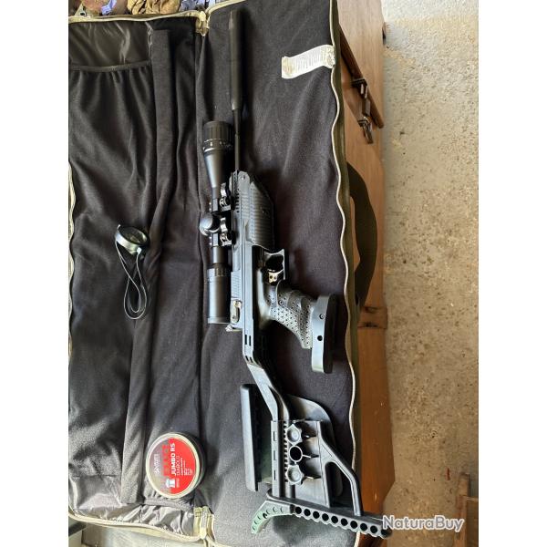 Pistolet  plomb Zoraki (modle Ultra canon long) .22 (5,5 mm) Hawke + silencieux +crosse + housse