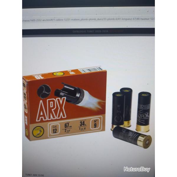 Tunet arx 12/67 34g grasse bote de 10 munitions