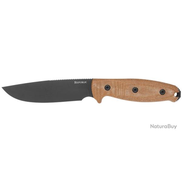 Couteau Cold Steel Republic Bushcraft - Lame 127mm - Manche Micarta - Trou pour dragonne - Etui cuir