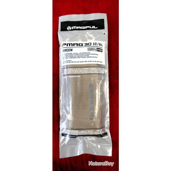 CHARGEUR PMAG MAGPUL FENETRE TAN 30COUPS