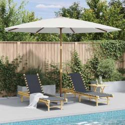Parasol d'ext&eacute;rieur avec m&acirc;t en bois 350 cm Blanc sable