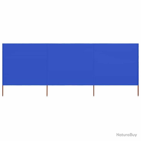 Paravent 3 panneaux Tissu 400 x 120 cm Bleu azur�