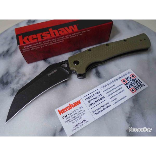 Couteau A/O Kershaw Dawnstar Lame Acier 8Cr13MoV Manche Olive GFN Liner Lock Clip KS1423OL