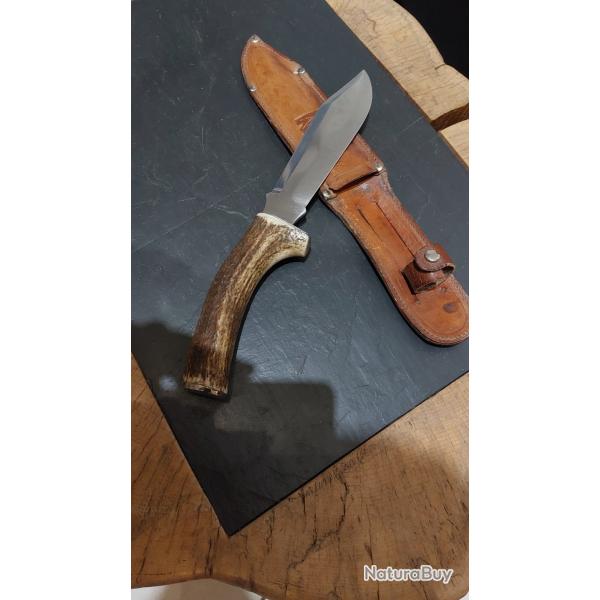 Couteau chasse manche bois de cerf