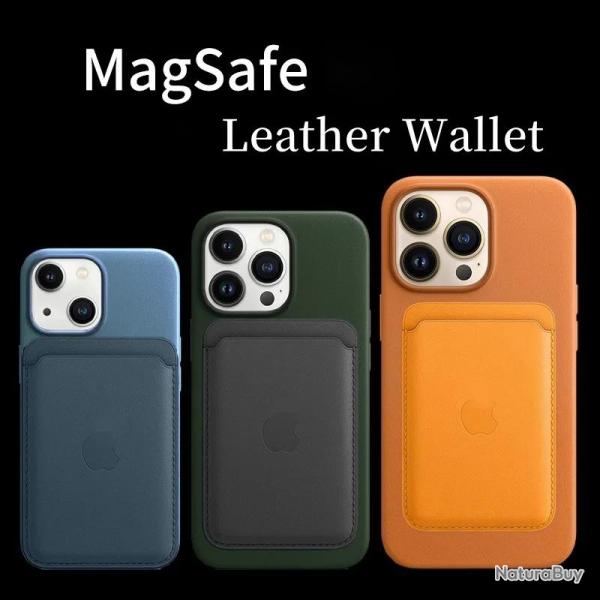 Porte Cartes Magnetique Magsafe Cuir pour iPhone, Modele: Au Choix
