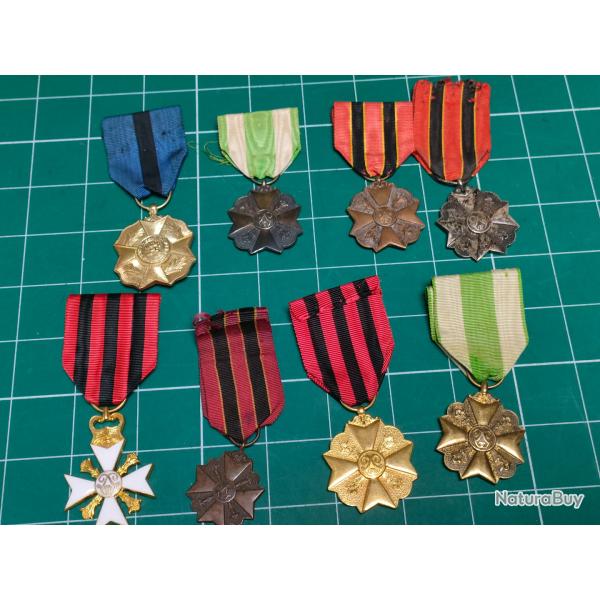 LOT DE 8 MEDAILLES BELGES CIVILES ET MILITAIRE BELGIQUE