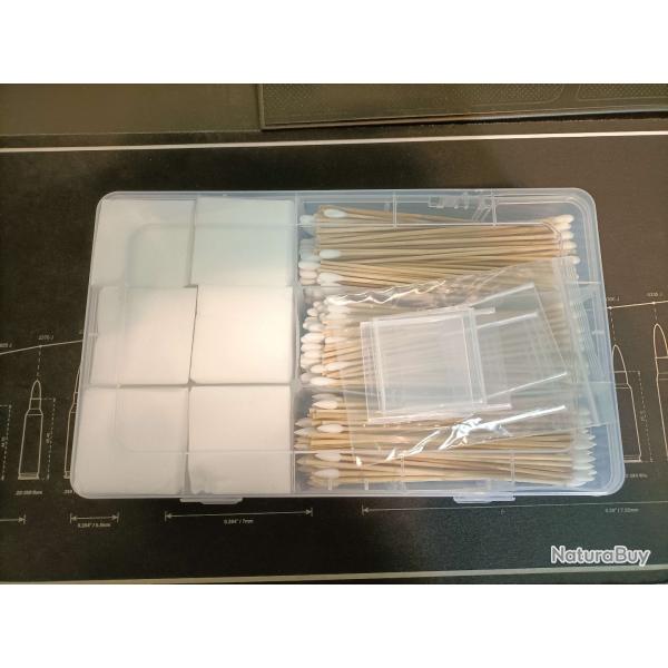 Patchs de nettoyage x900 pour canons + Coton-tiges rond x300 + Coton-tiges pointu x150