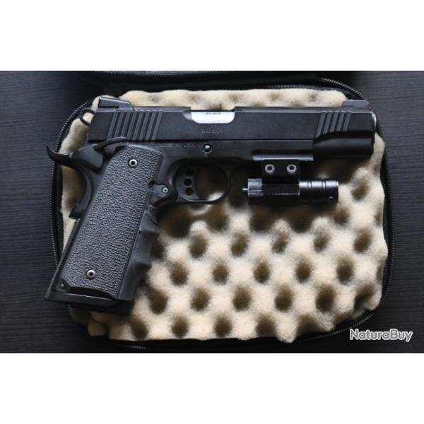 Kimber colt 1911 realistic Custom airsoft 6mm gaz blowback + box + silencer kit + ammo +laser dot