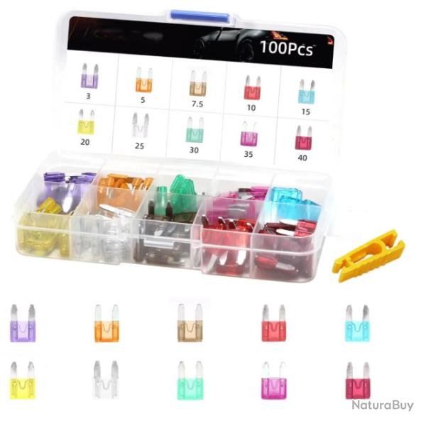 Boite 100 fusibles voiture larg 11mm