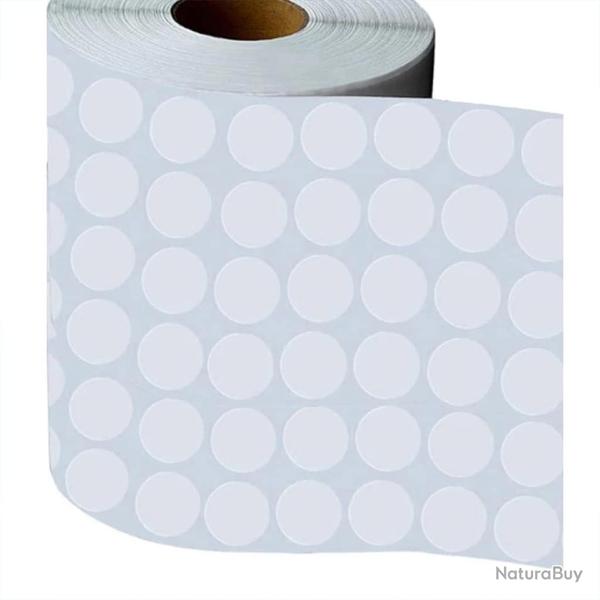 1000 pastilles autocollantes rondes 15 mm - blanc