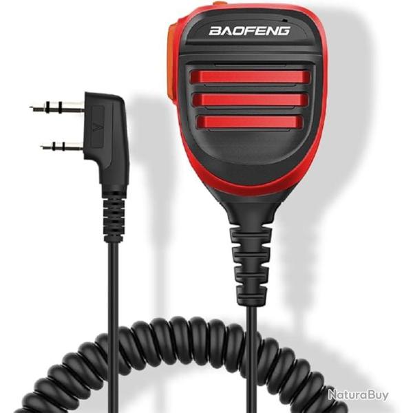 Microphone Baofeng double PTT - rouge - LIVRAISON GRATUITE
