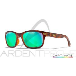 Lunettes polarisantes WILEY X Helix captivate Green mirror Gloss demi brown frame