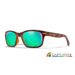 Lunettes polarisantes WILEY X Helix captivate Green mirror Gloss demi brown frame