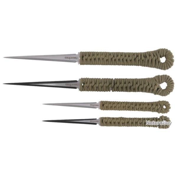 Cold Steel Lot de 4 pointes de lancer - Lames 63 et 89mm - Manche Paracorde - Etui nylon