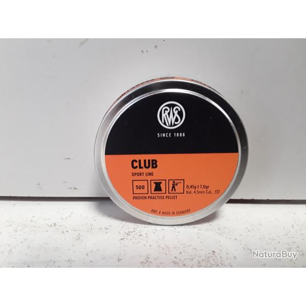 Boite x500 plombs RWS CLUB cal.4,5mm 0,45g