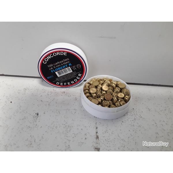 X100 cartouches Concorde defender FLOBERT K cal.6mm a blanc