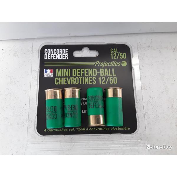 X4 cartouches Concorde defender MINI DEFEND BALL CHEVROTINES cal.12/50