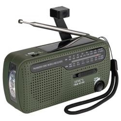 Radio & lampe torche solaire &agrave; manivelle dynamo de survie Fosco