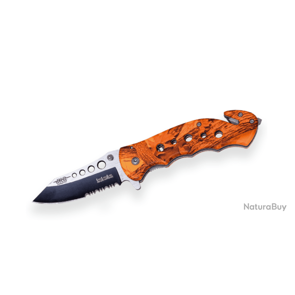 Joker JKR0565 - Couteau Pliant pompiers/sauvetage - Lame Clip Point - Coupe-Ceinture & Brise-Vitre