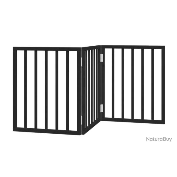 Barri�re chien pliable 3 panneaux noir 150 cm bois de peuplier pratique s�curit� int�rieur