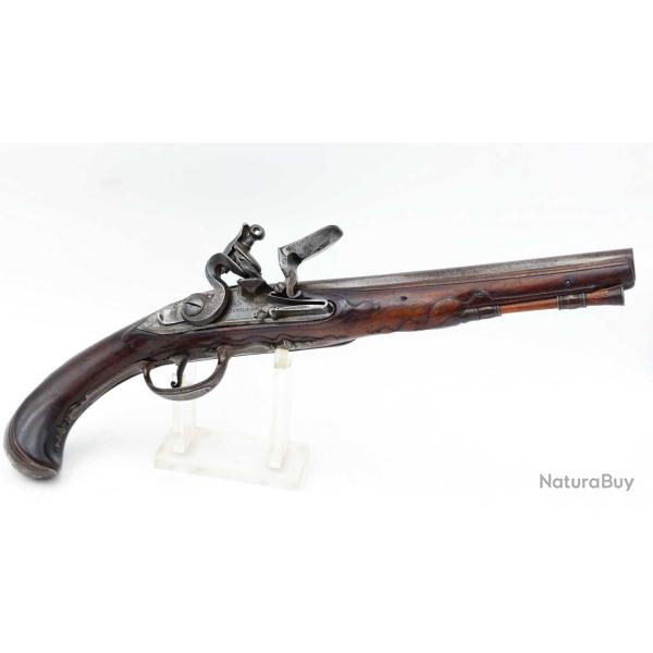PISTOLET DE VOYAGE A SILEX XVIII� SIGNATURE DE HENRI DEVILLERS LIEGE 1734-1762 - BELGIQUE 18� Tr�s b