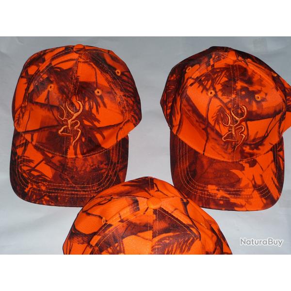 CASQUETTE CAMO ORANGE sigle Browning. Chasse en battue sanglier chevreuil