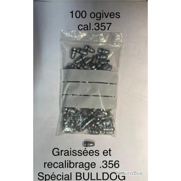 100 ogives pour  BULLDOG cal 357
