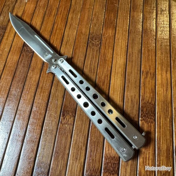 COUTEAU PAPILLON ACIER POLI NEUF