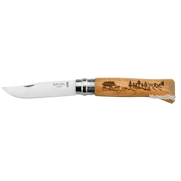 COUTEAU OPINEL 8 INOX SANGLIER CHENE