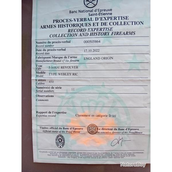 Revolver webley ric 5 coups
