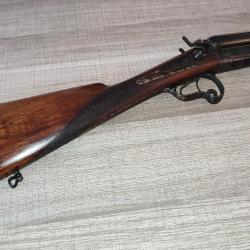 Magnifique fusil 16 &agrave; chien ext&eacute;rieur jasp&eacute; &agrave; 100% sign&eacute; Eynac &agrave; Lyon en excellent &eacute;tat vers 1870