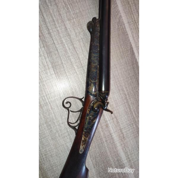 Magnifique fusil calibre 16 � percussion centrale jasp� � 100% sign� Eynac � Lyon en excellent �tat