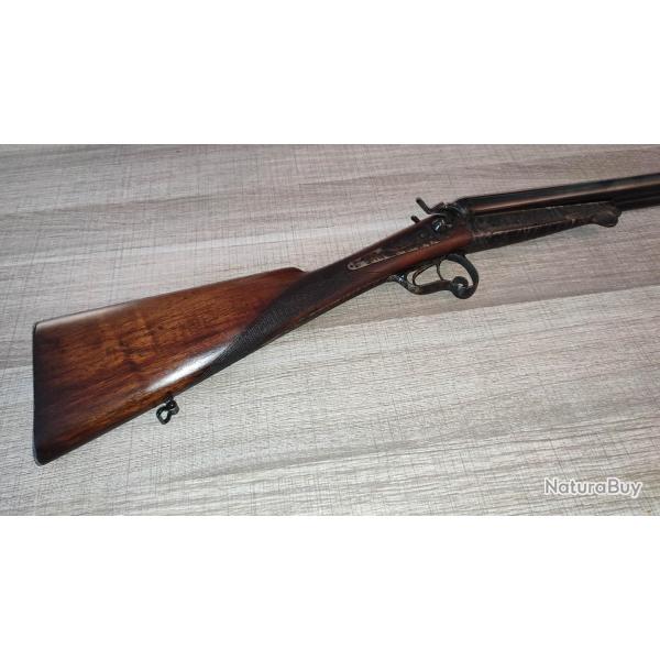 Magnifique fusil 16 � chien ext�rieur jasp� � 100% sign� Eynac � Lyon en excellent �tat vers 1870