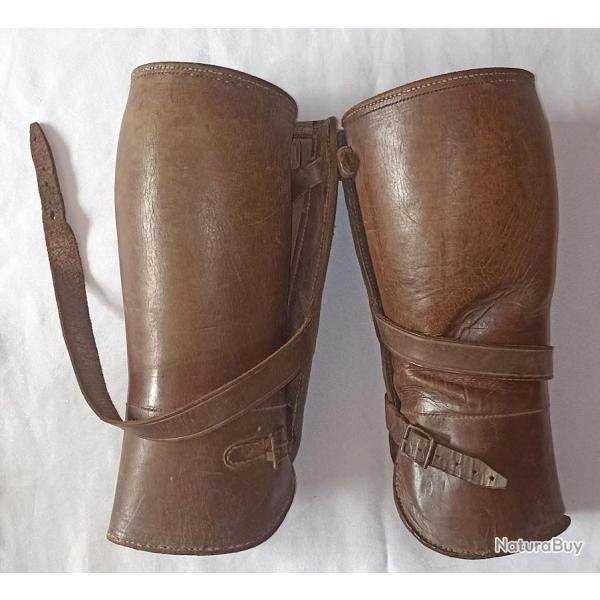 Gu�tres cuir marron Officier Fran�ais WW1 WW2