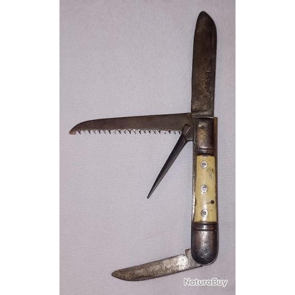 Ancien couteau de poche multifonction vintage