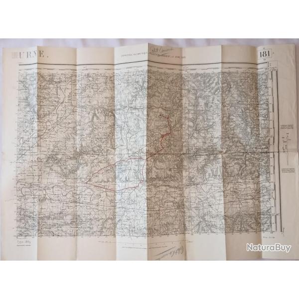 Carte Etat Major secteur LIBOURNE Gironde WW2