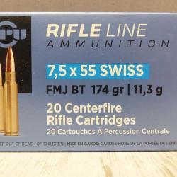 Munitions PPU 7,5x55, 174 gr FMJ BT