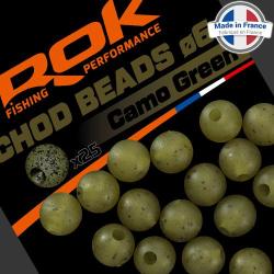 Perle ROK Chod Beads Pr&eacute;-Perfor&eacute;e Camo Green 6mm (par 25)