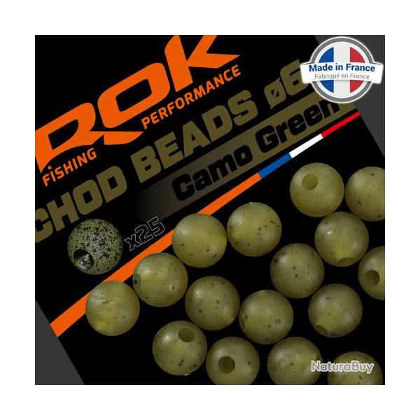 Perle ROK Chod Beads Pr�-Perfor�e Camo Green 6mm (par 25)