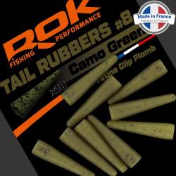 T&eacute;tine ROK Lead Clip Tail Rubber Camo Green (par 10)