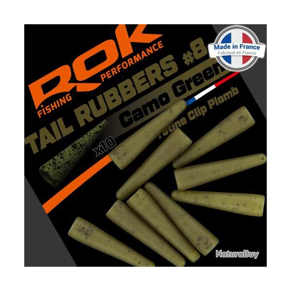 T�tine ROK Lead Clip Tail Rubber Camo Green (par 10)