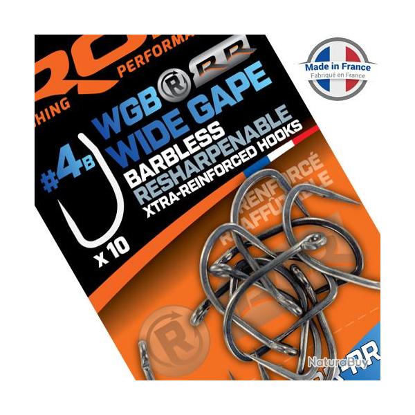 Hame�on ROK WGR-RR Wide Gape Resharpenable Reinforced Sans Ardillon (par 10) n� 6