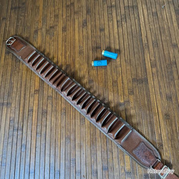 CEINTURON EN CUIR DE QUALIT CARTOUCHIRE 20 CARTOUCHES DE 12